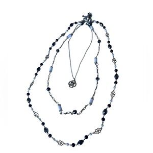 New Lia Sophia women's 3 tier necklace black, silver and white colours